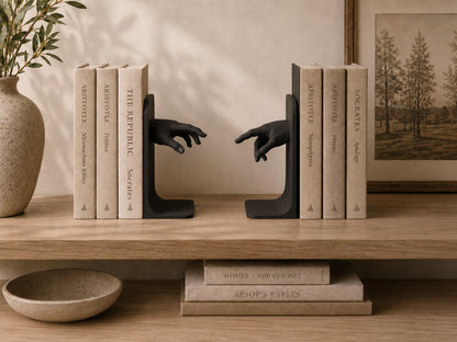Bookends | Classical Hands Statue Decor | Minimalistic Book Holder | Art Lover Home Decor Gift