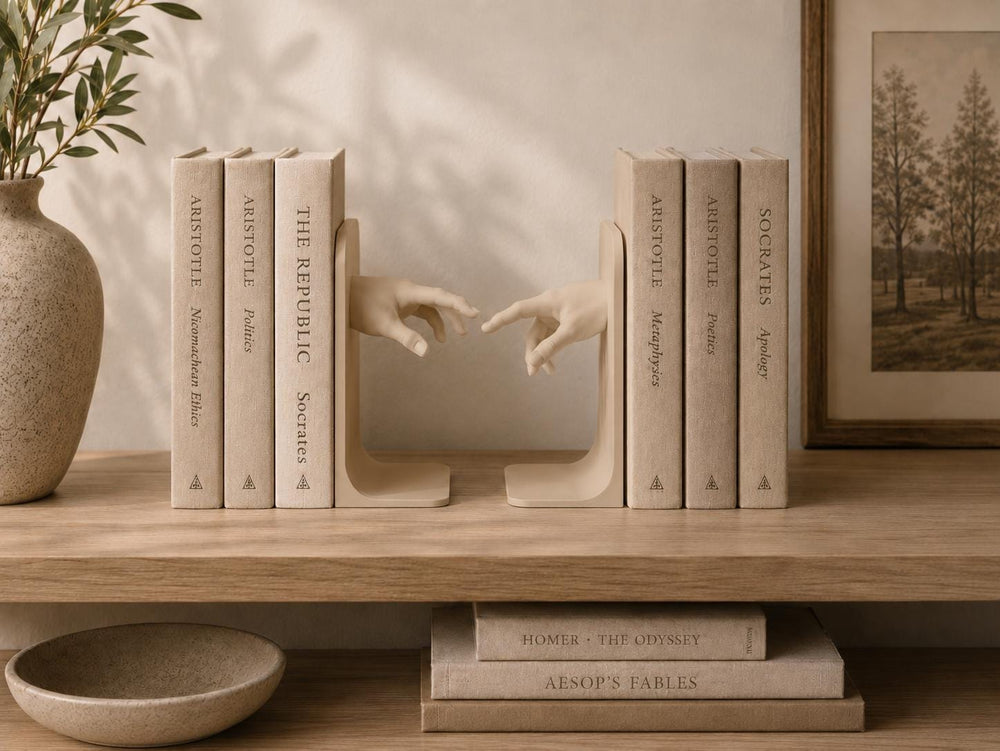Bookends | Classical Hands Statue Decor | Minimalistic Book Holder | Art Lover Home Decor Gift