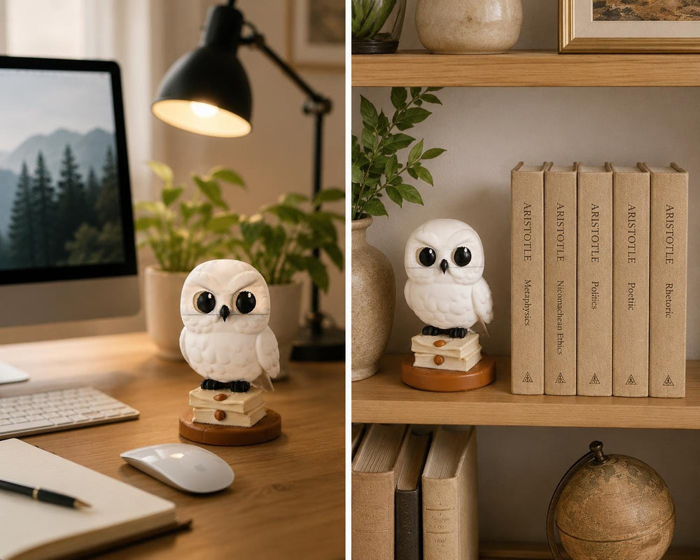 Owl on Books Statue | Book Lover Shelf Decor | Library Gift for Book Lovers