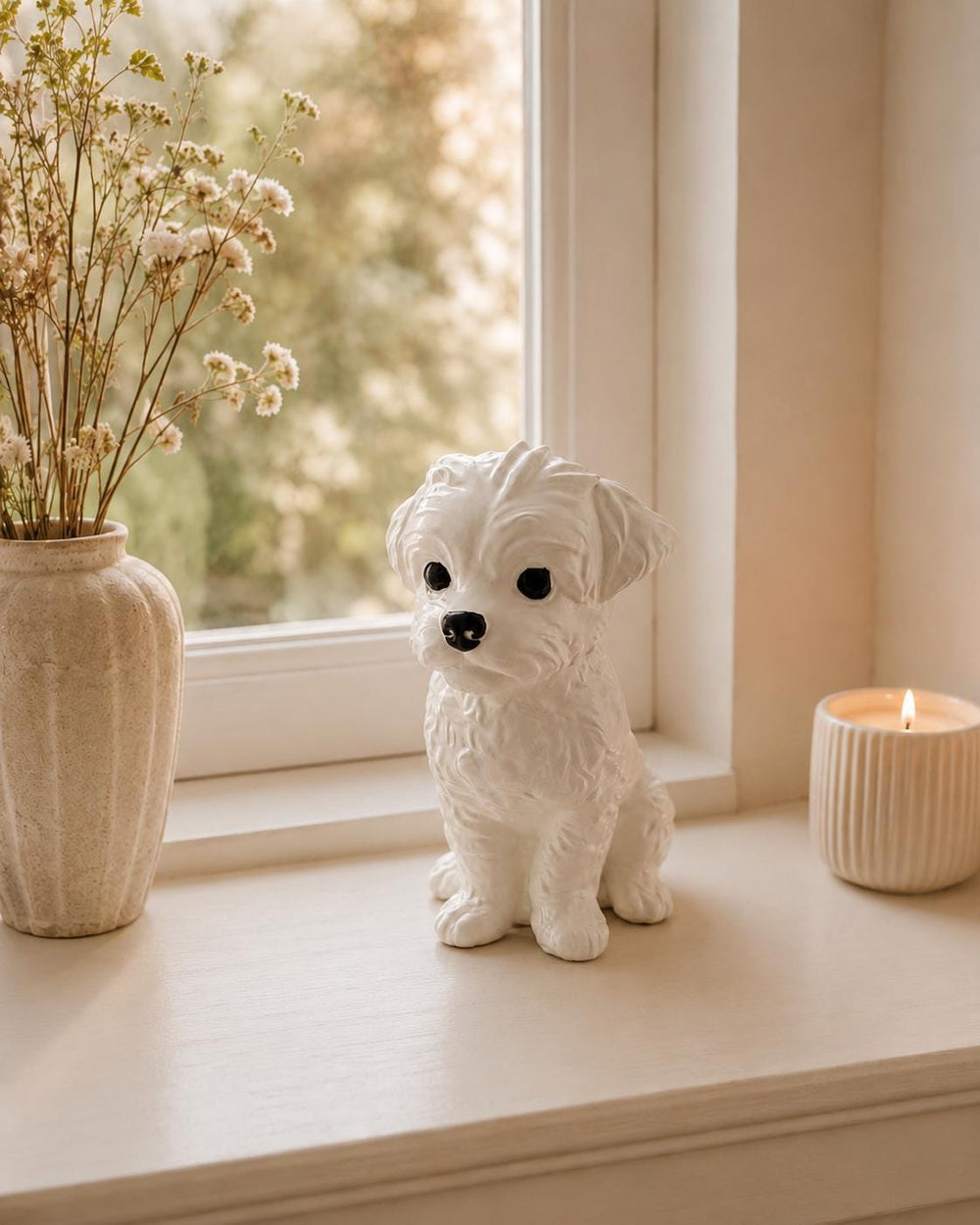 Dog Statue | Puppy Home Decor | Dog Lover Gift | Neutral Shelf Decor