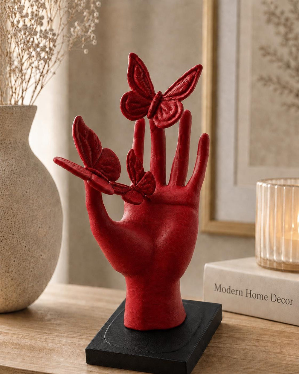 Butterfly Hand Statue | Home Decor Butterfly Sculpture | Unique Table Centrepiece | Housewarming Gift