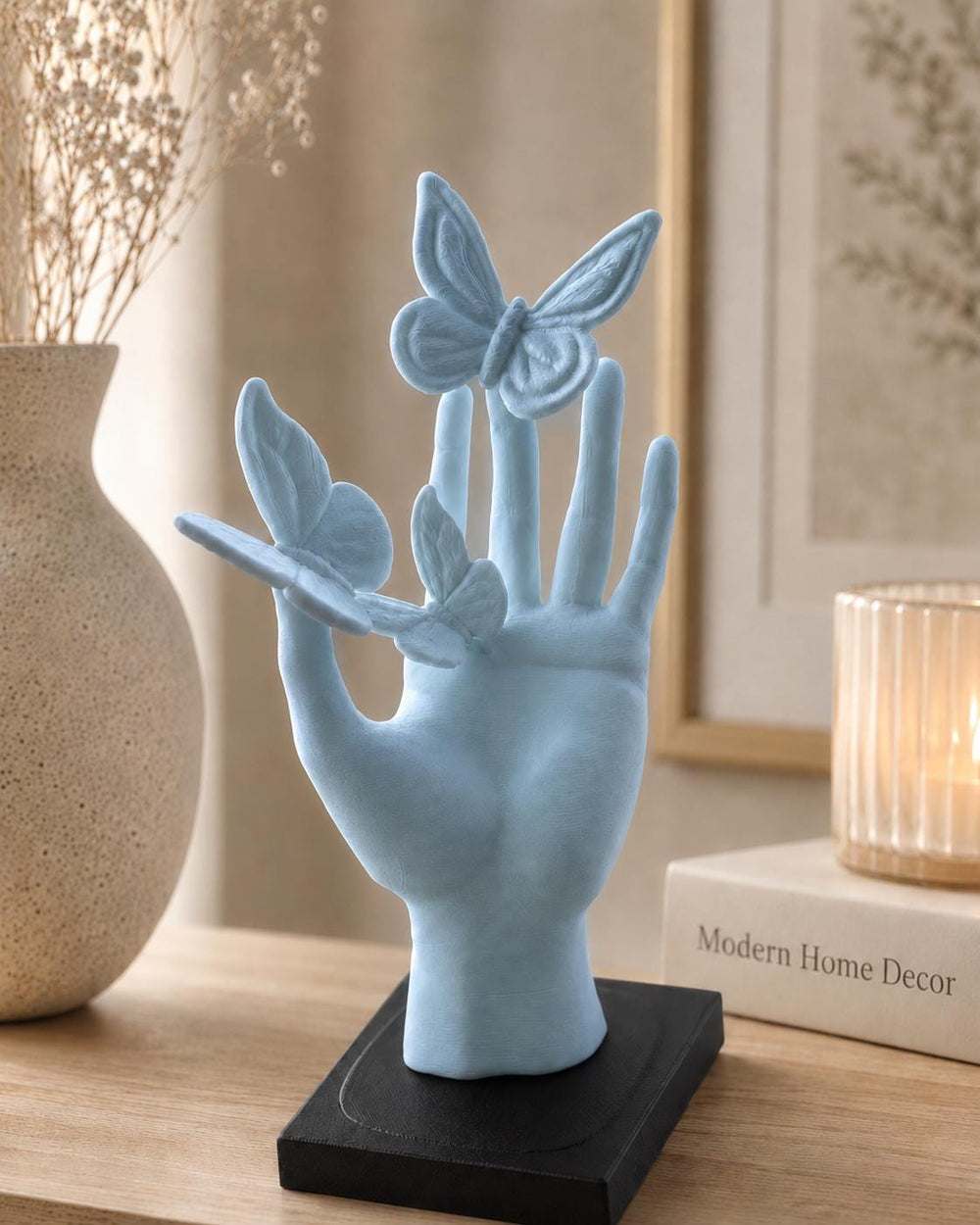 Butterfly Hand Statue | Home Decor Butterfly Sculpture | Unique Table Centrepiece | Housewarming Gift