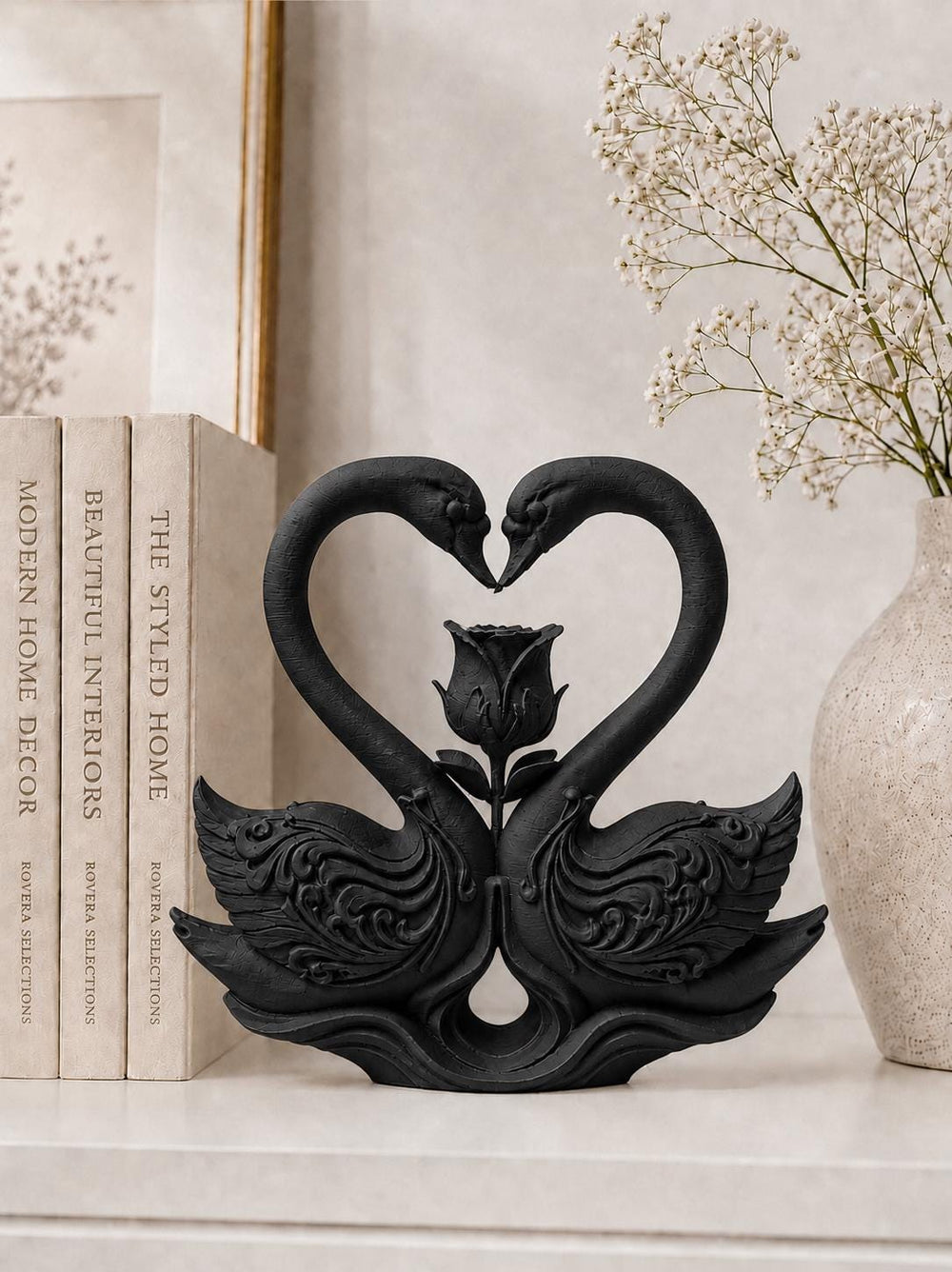Swan Love Statue | Romantic Swan Figurine | Elegant Home Decor | Wedding Gift | Shelf & Table Ornament