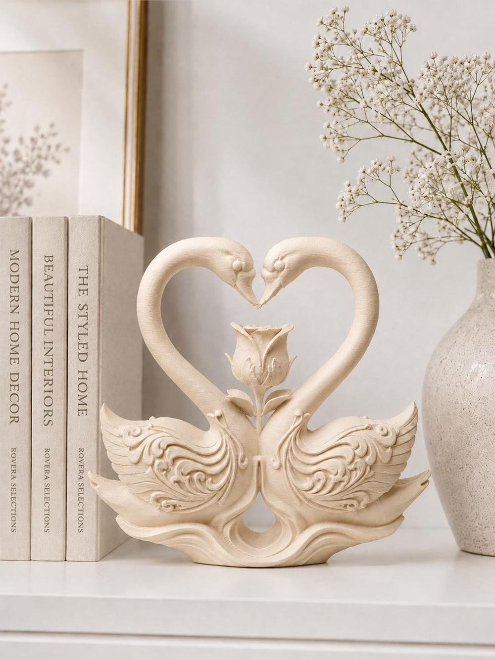 Swan Love Statue | Romantic Swan Figurine | Elegant Home Decor | Wedding Gift | Shelf & Table Ornament