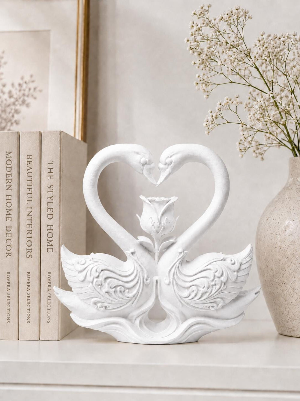 Swan Love Statue | Romantic Swan Figurine | Elegant Home Decor | Wedding Gift | Shelf & Table Ornament