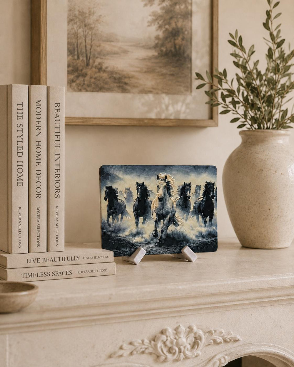 Running Horses Plaque | Horse Wall & Shelf Decor | Equestrian Home Decor | Horse Lover Gift | Decorative Art Tile