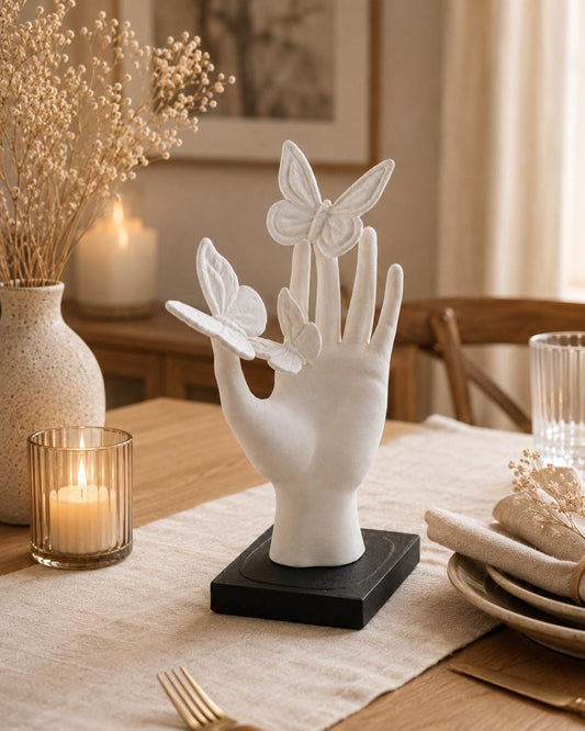Butterfly Hand Statue | Home Decor Butterfly Sculpture | Unique Table Centrepiece | Housewarming Gift