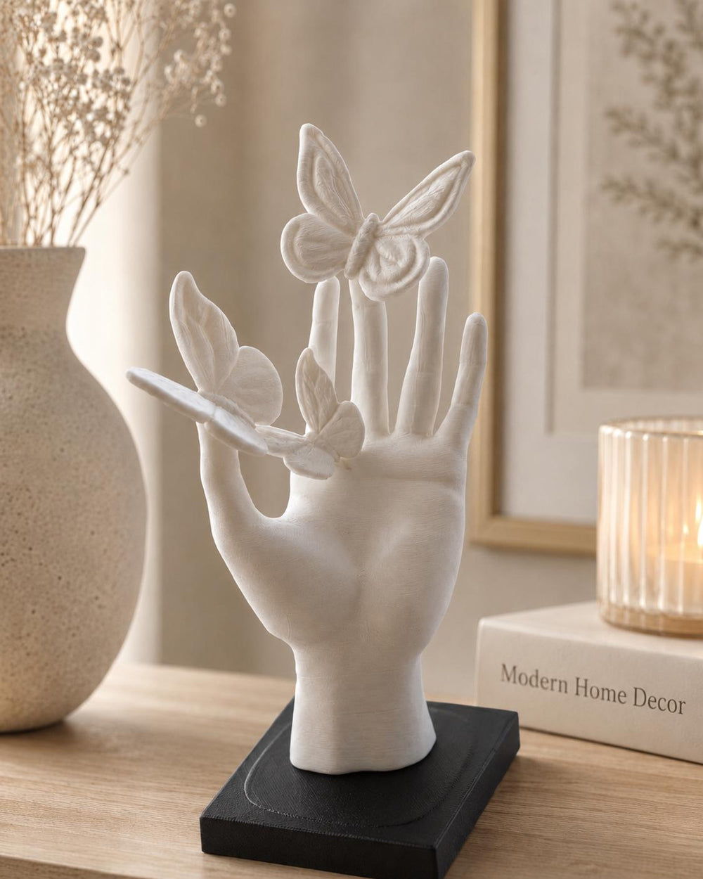 Butterfly Hand Statue | Home Decor Butterfly Sculpture | Unique Table Centrepiece | Housewarming Gift
