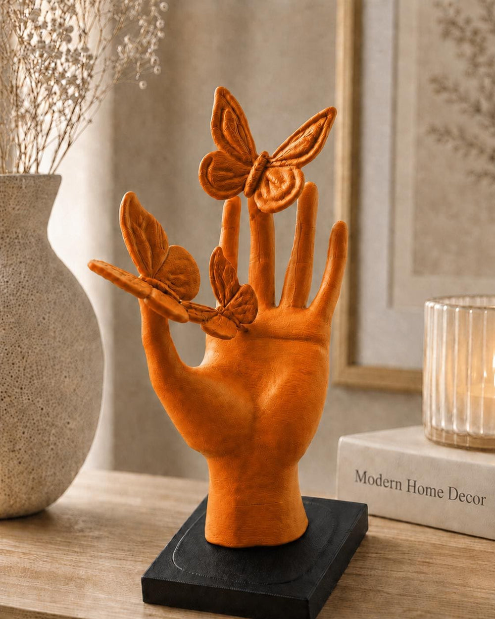 Butterfly Hand Statue | Home Decor Butterfly Sculpture | Unique Table Centrepiece | Housewarming Gift