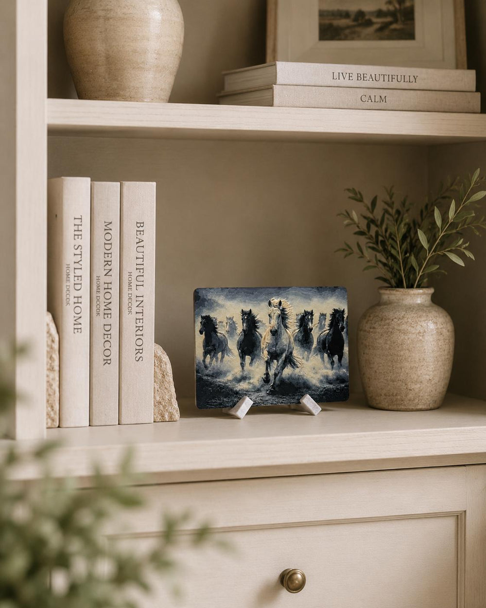 Running Horses Plaque | Horse Wall & Shelf Decor | Equestrian Home Decor | Horse Lover Gift | Decorative Art Tile