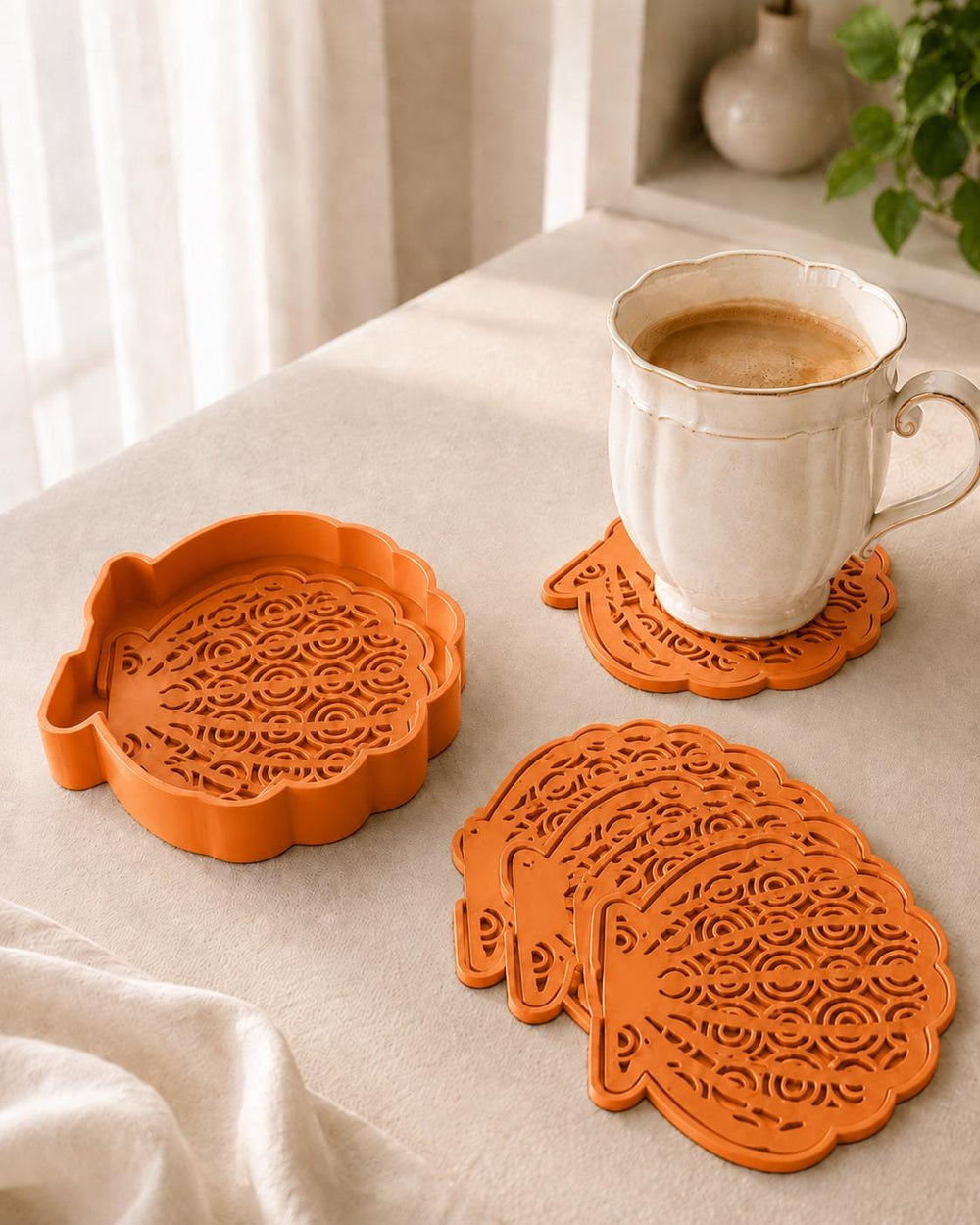 Seashell Coaster Set with Holder | Drink Coasters | House Decor | Housewarming Gift