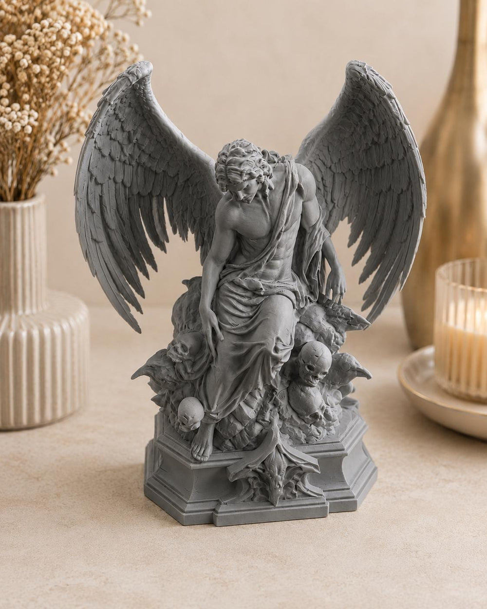 Dark Angel Statue | Fallen Angel Sculpture | Halloween Home Decor | Gothic Figurine