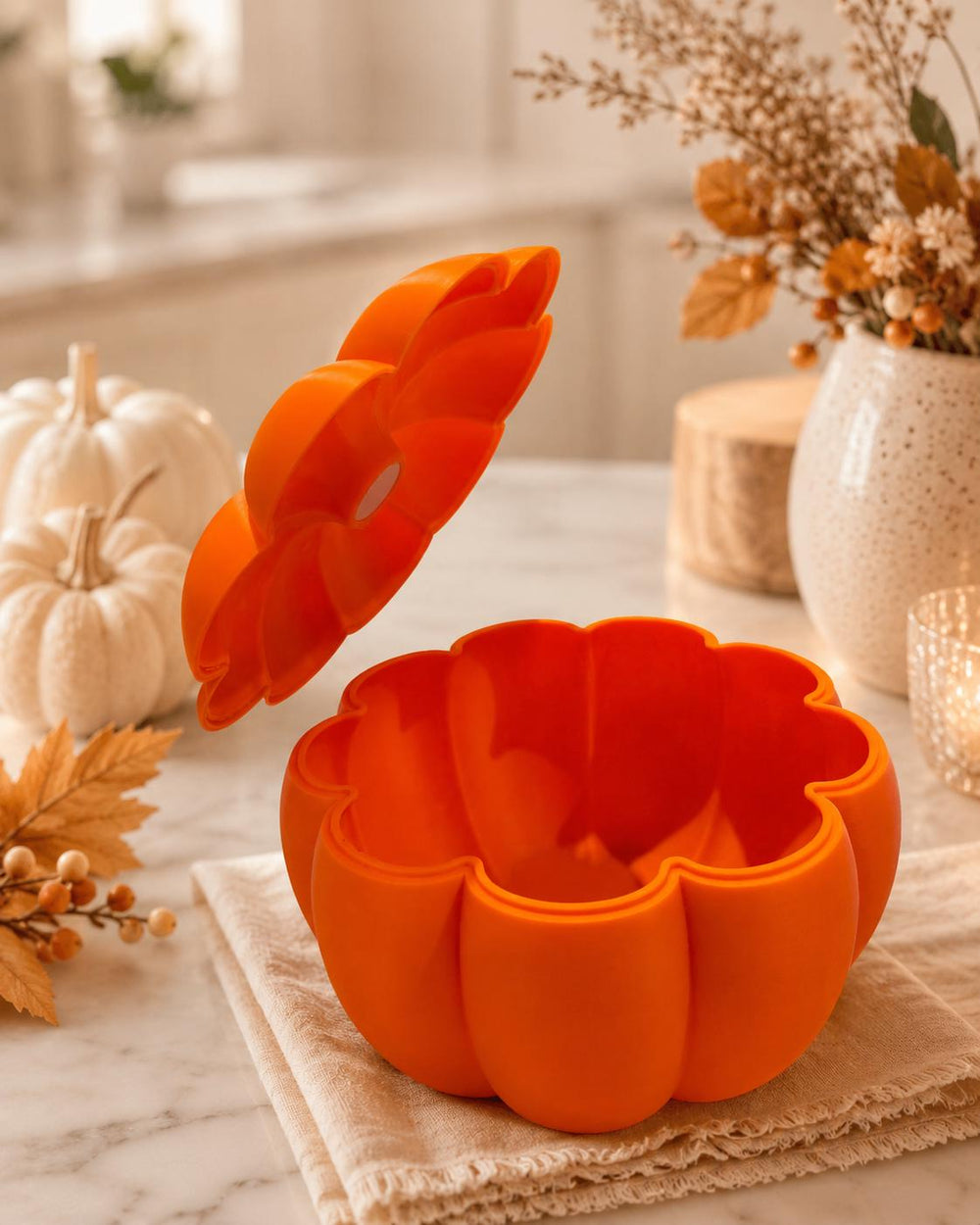 Halloween Storage Box | Autumn Home Decor | Candy Bowl | Pumpkin Shaped Trinket Box with Lid