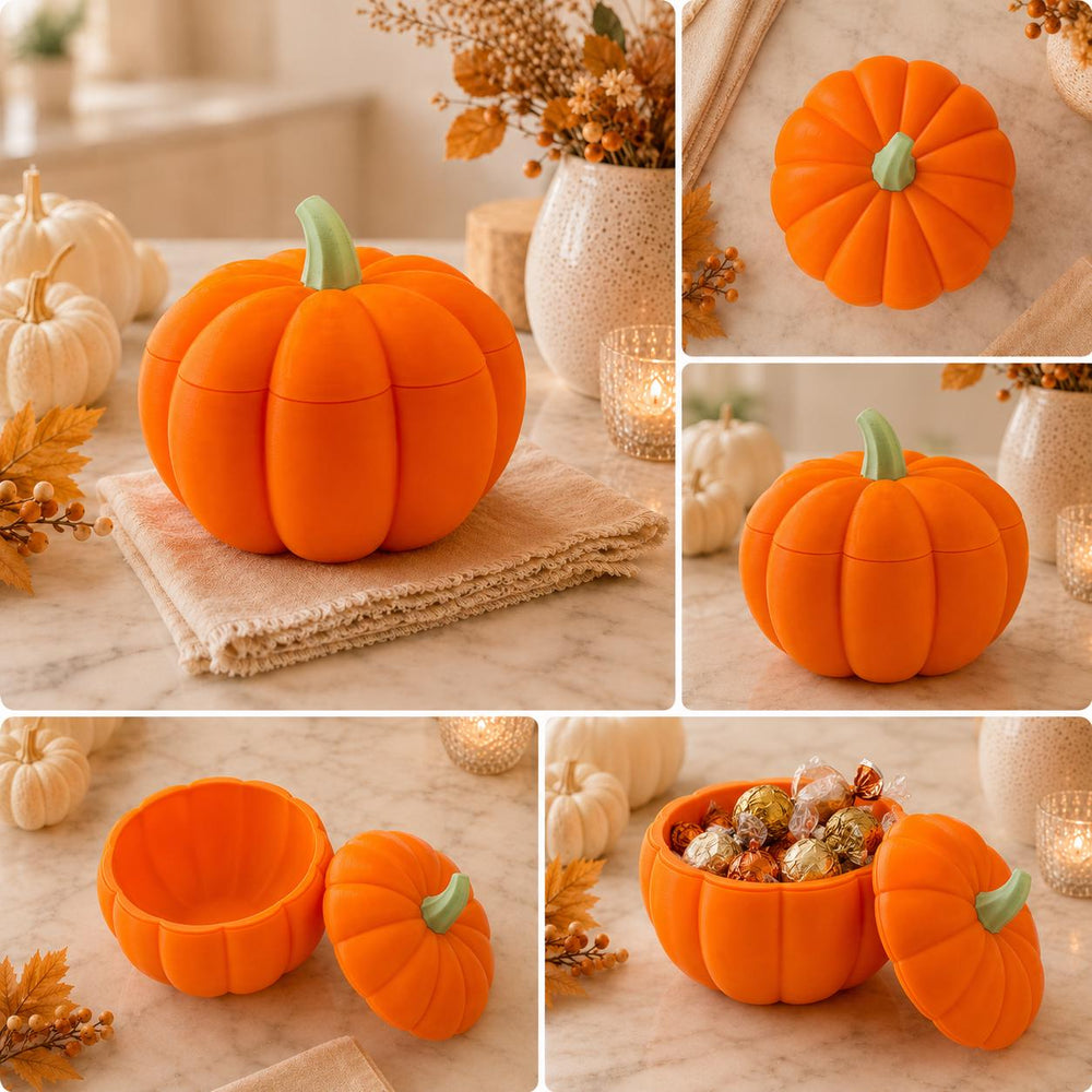 Halloween Storage Box | Autumn Home Decor | Candy Bowl | Pumpkin Shaped Trinket Box with Lid