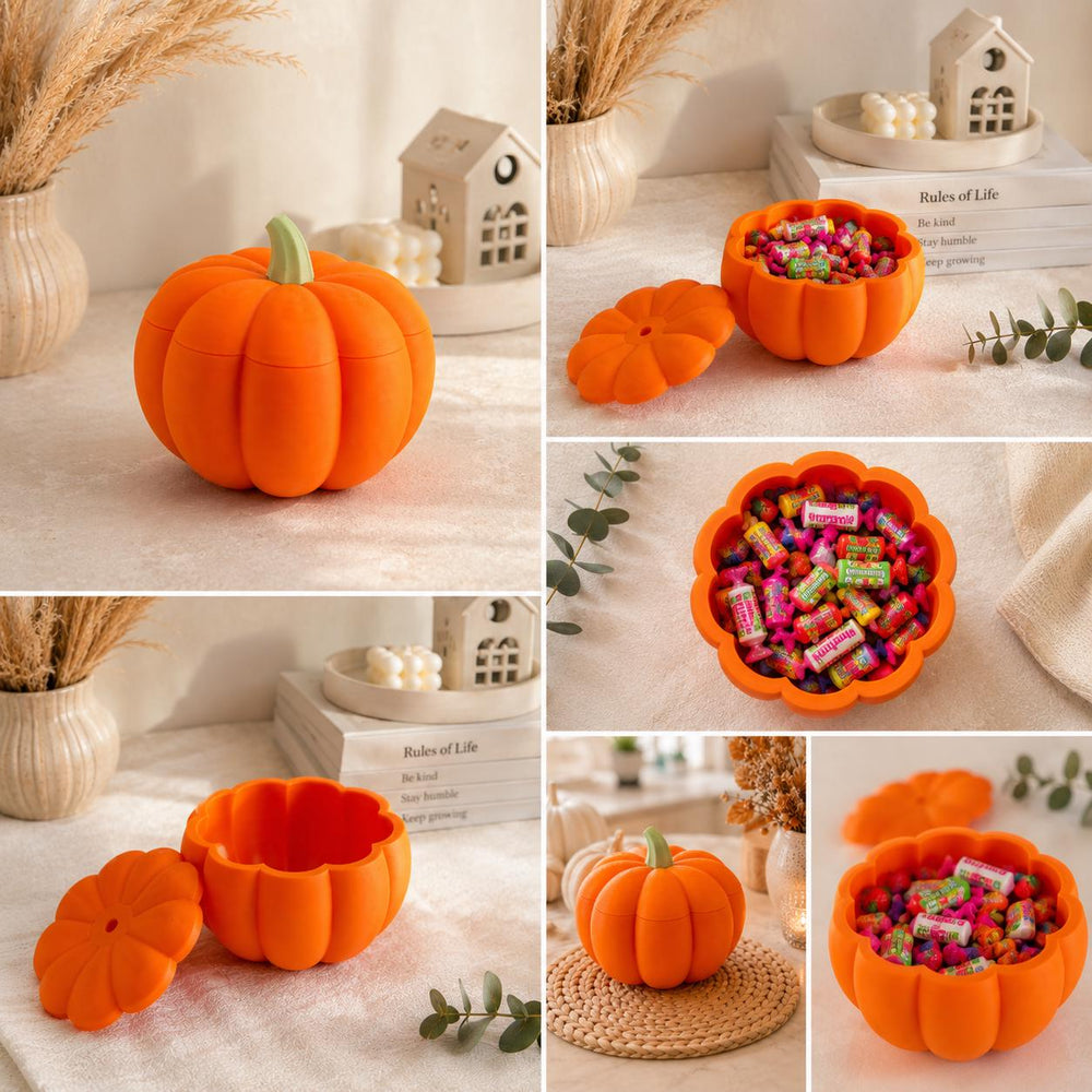 Halloween Storage Box | Autumn Home Decor | Candy Bowl | Pumpkin Shaped Trinket Box with Lid