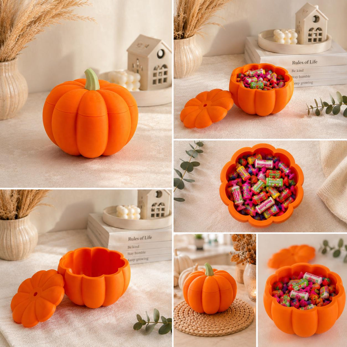 Halloween Storage Box | Autumn Home Decor | Candy Bowl | Pumpkin Shaped Trinket Box with Lid