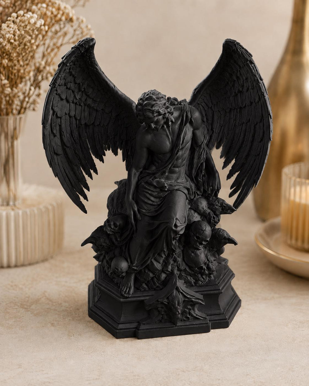 Dark Angel Statue | Fallen Angel Sculpture | Halloween Home Decor | Gothic Figurine
