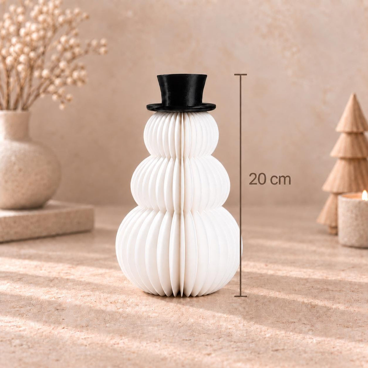 Ribbed Snowman Family Christmas Decoration | Minimalist Winter Ornament | Neutral Shelf Decor | Modern Chirstmas Gift