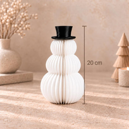 Ribbed Snowman Family Christmas Decoration | Minimalist Winter Ornament | Neutral Shelf Decor | Modern Chirstmas Gift