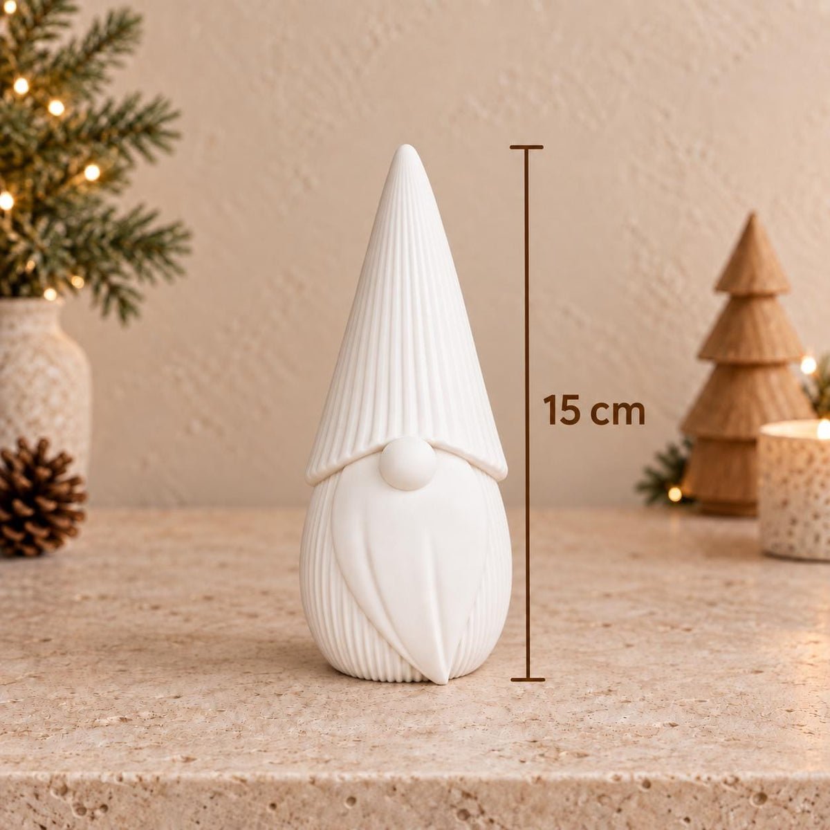 Christmas Gnome Decoration | Ribbed Gonk Ornament | Minimalist Neutral Winter Shelf Decor | Home Gift