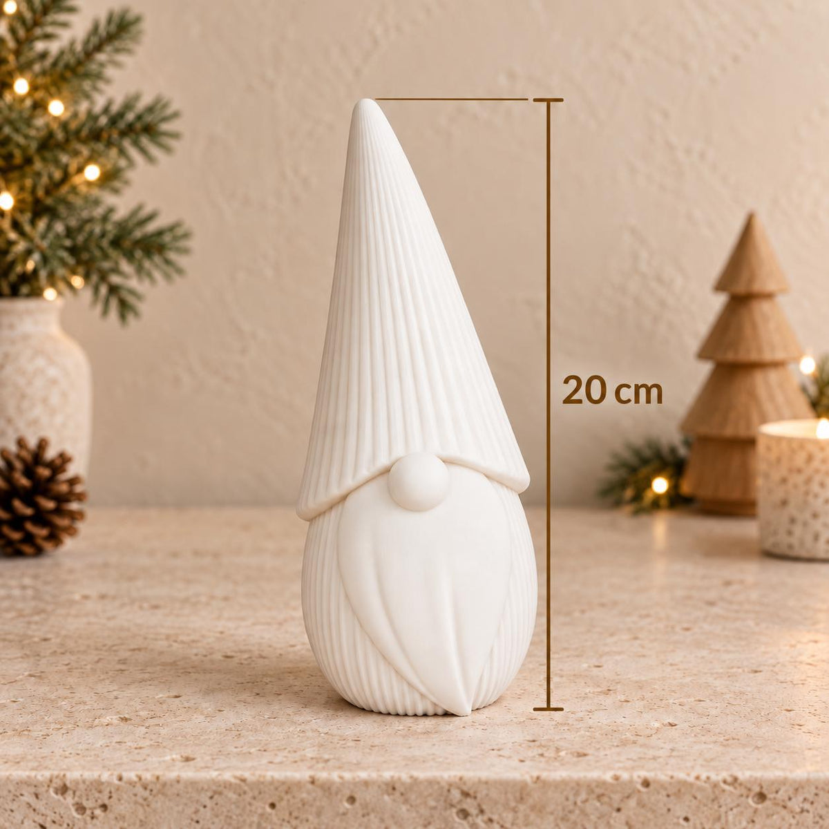 Christmas Gnome Decoration | Ribbed Gonk Ornament | Minimalist Neutral Winter Shelf Decor | Home Gift