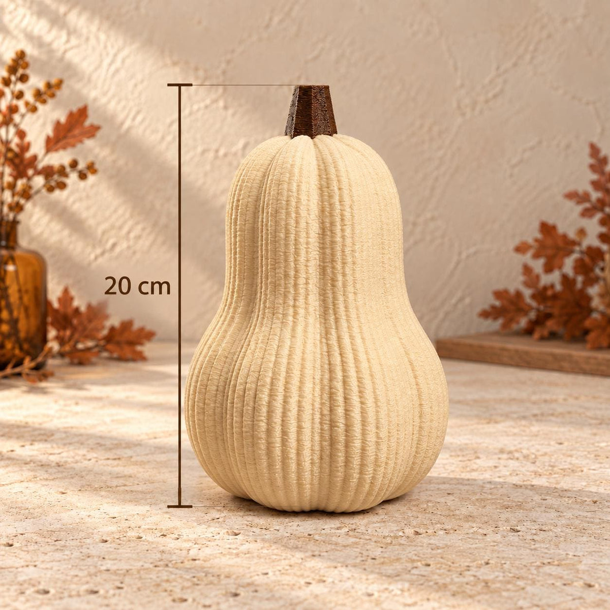 Ribbed Pumpkin Set of 2 | Modern Autumn Gourd Decorations | Neutral Halloween Decor | Fall Shelf Styling | Housewarming Gift