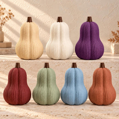 Ribbed Pumpkin Set of 2 | Modern Autumn Gourd Decorations | Neutral Halloween Decor | Fall Shelf Styling | Housewarming Gift