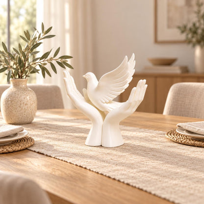 Dove in Hands Sculpture | Peace and Hope Ornament | White Bird Home Decor | Memorial Gift | Wedding Decoration