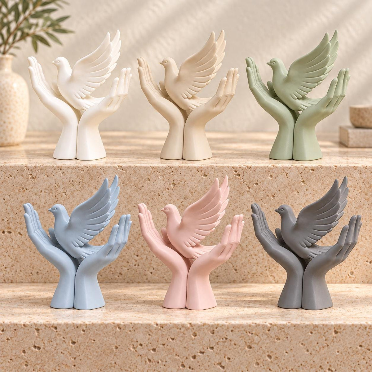 Dove in Hands Sculpture | Peace and Hope Ornament | White Bird Home Decor | Memorial Gift | Wedding Decoration
