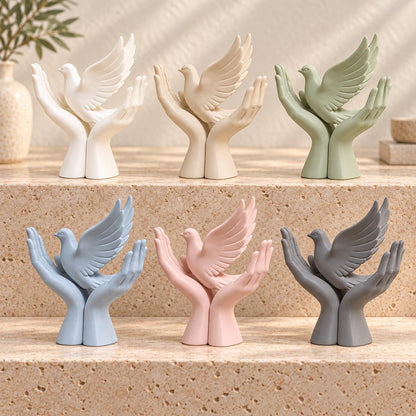 Dove in Hands Sculpture | Peace and Hope Ornament | White Bird Home Decor | Memorial Gift | Wedding Decoration