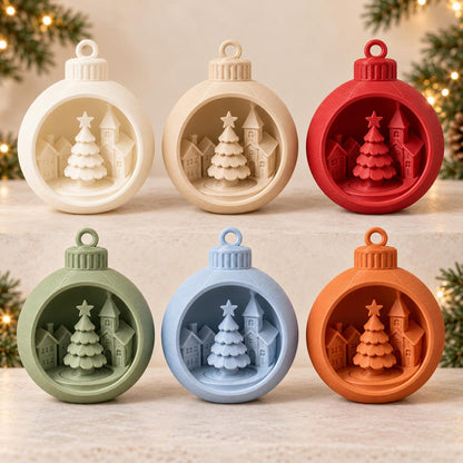 Christmas Village Ornament | Winter Scene Bauble | White Christmas Tree Decor | Neutral Holiday Decoration | Secret Santa Gift