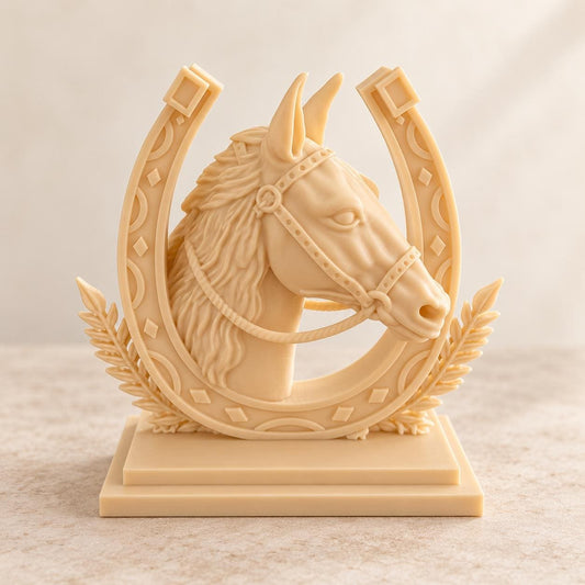 Horse Head Ornament | Horseshoe Statue | Equestrian Home Decor | Horse Lover Gift | Stable Decoration