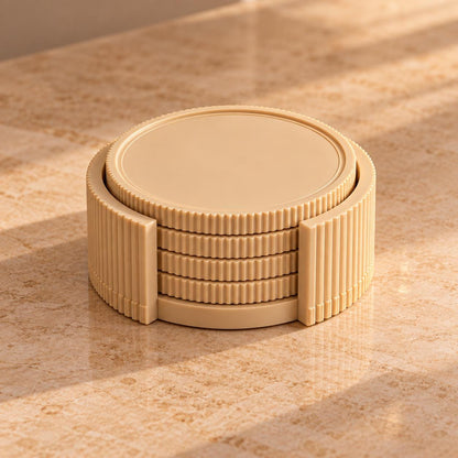 Coaster Set with Holder | Modern Drink Coasters | Coffee Table Decor | Housewarming and Christmas Gift