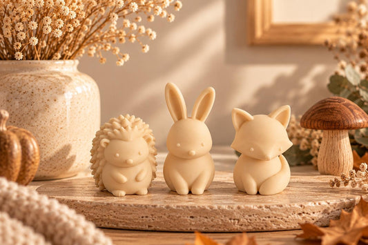 Animal Decorations | Hedgehog Bunny & Fox Figurines | Nursery Decor | Autumn Home Decor | Christmas and Housewarming Gift