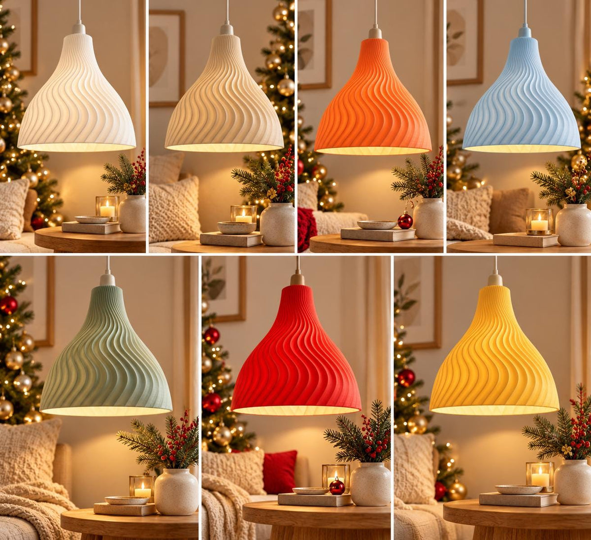 Wavy Pendant Lampshade | Modern Ribbed Ceiling Light Shade | Sculptural Hanging Lamp | Minimalist Home Decor