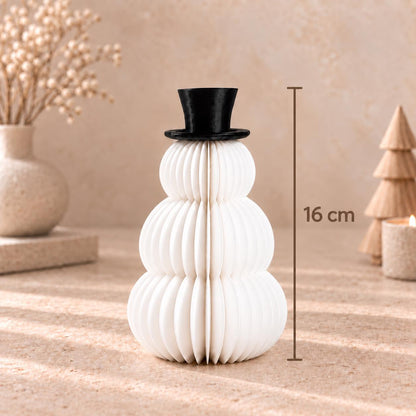 Ribbed Snowman Family Christmas Decoration | Minimalist Winter Ornament | Neutral Shelf Decor | Modern Chirstmas Gift