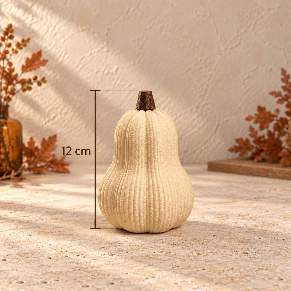 Ribbed Pumpkin Set of 2 | Modern Autumn Gourd Decorations | Neutral Halloween Decor | Fall Shelf Styling | Housewarming Gift