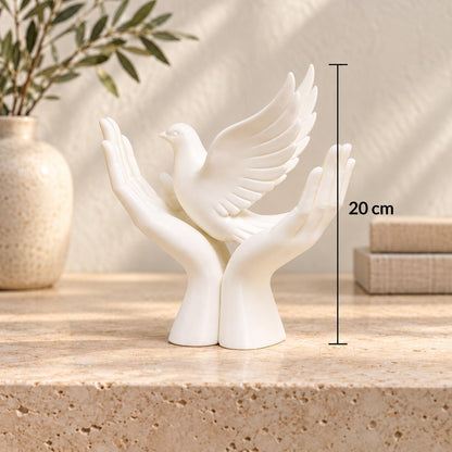 Dove in Hands Sculpture | Peace and Hope Ornament | White Bird Home Decor | Memorial Gift | Wedding Decoration