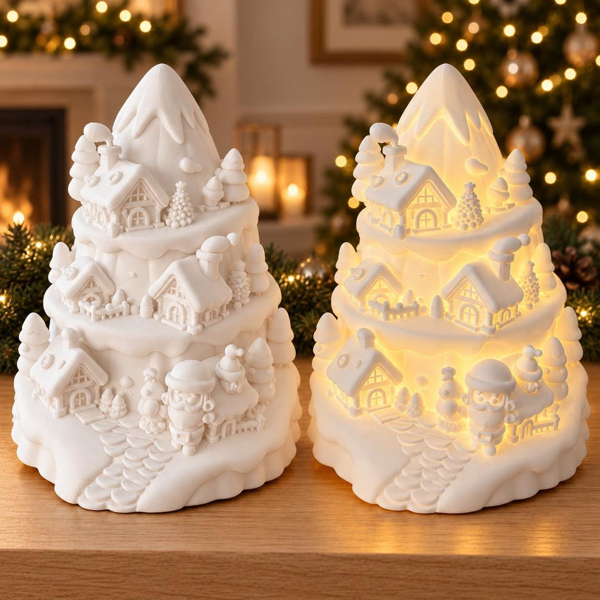 Christmas Village Tree Lamp | Christmas Decoration | Home Decor | Christmas and Secret Santa Gift