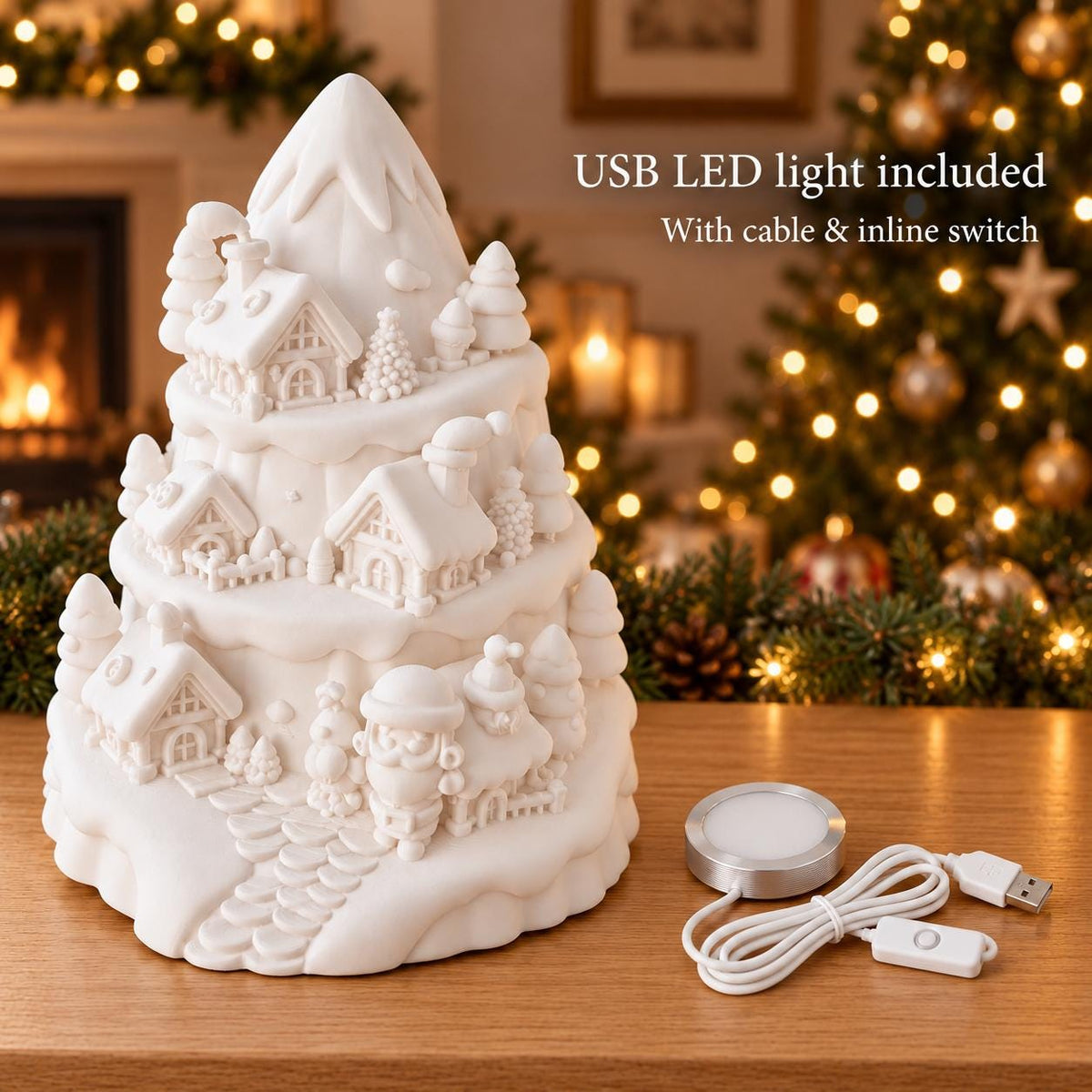 Christmas Village Tree Lamp | Christmas Decoration | Home Decor | Christmas and Secret Santa Gift