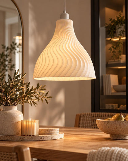 Wavy Pendant Lampshade | Modern Ribbed Ceiling Light Shade | Sculptural Hanging Lamp | Minimalist Home Decor