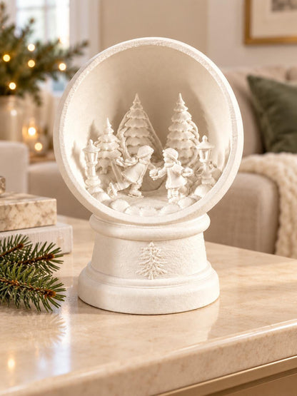 Christmas Winter Scene Ornament | Ice Skating Couple | Snow Globe Style Decoration | Romantic Gift