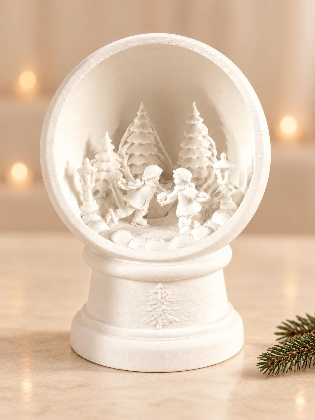Christmas Winter Scene Ornament | Ice Skating Couple | Snow Globe Style Decoration | Romantic Gift
