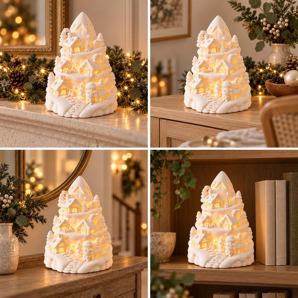 Christmas Village Tree Lamp | Christmas Decoration | Home Decor | Christmas and Secret Santa Gift
