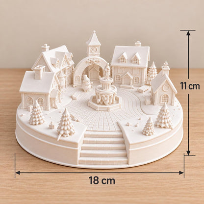 Light Up Christmas Village with LED Included | White Winter Village Decoration | Festive Table Centrepiece | Christmas Gift