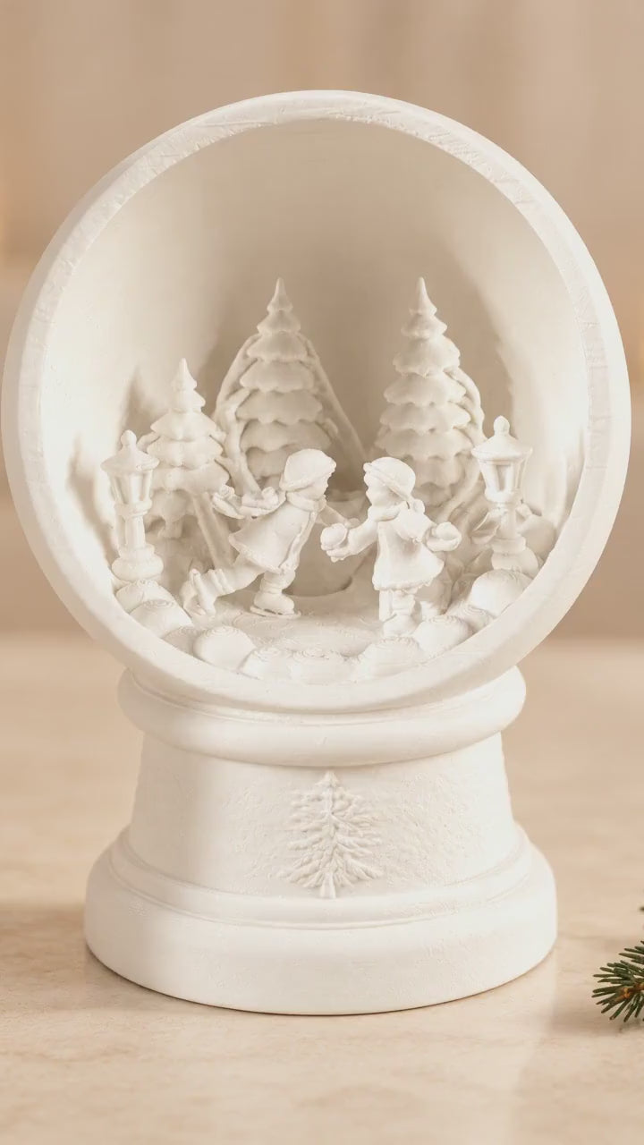 Christmas Winter Scene Ornament | Ice Skating Couple | Snow Globe Style Decoration | Romantic Gift