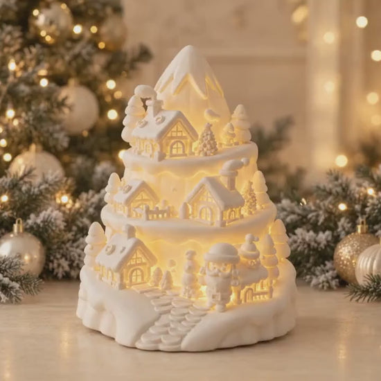 Christmas Village Tree Lamp | Christmas Decoration | Home Decor | Christmas and Secret Santa Gift