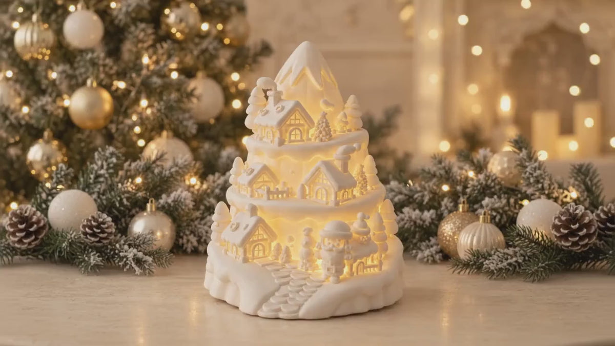 Christmas Village Tree Lamp | Christmas Decoration | Home Decor | Christmas and Secret Santa Gift
