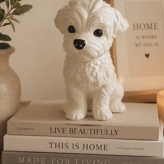 Dog Statue | Puppy Home Decor | Dog Lover Gift | Neutral Shelf Decor