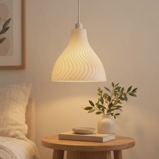 Wavy Pendant Lampshade | Modern Ribbed Ceiling Light Shade | Sculptural Hanging Lamp | Minimalist Home Decor